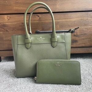 Kate Spade Melanie Enchanted Green Satchel and Wallet Set